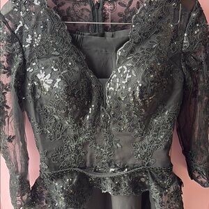 Elegant Black Lace Dress with Sequins